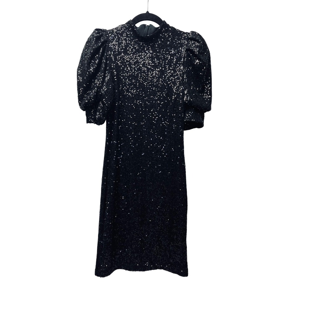 Joie Sequin Black Mini LBD Dress XS Cocktail Party Sparkly Disco Bodycon Holiday